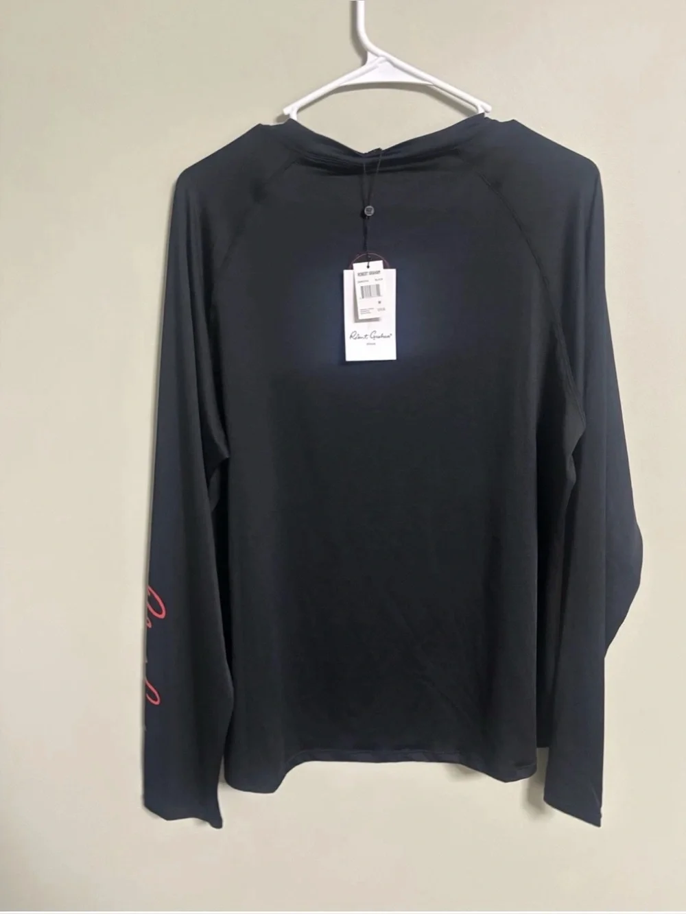 Robert Graham Shirt Mens Medium Black UPF 50+ Long Sleeve Rashguard Beach New